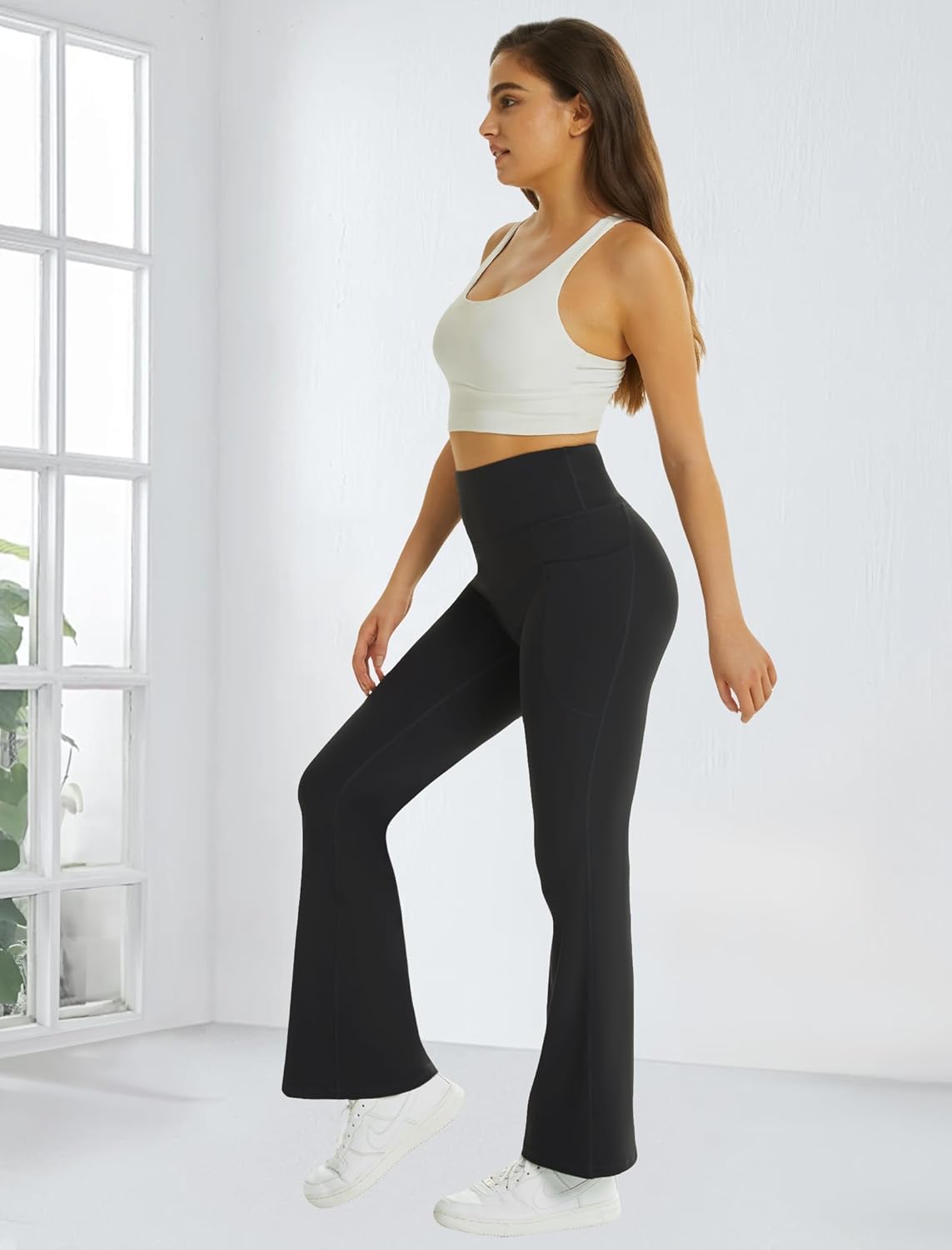 Women's Flare Yoga Pants with Pockets High Waist Flared Leggings Bootcut Gym Workout Pants Tummy Control - Image 5