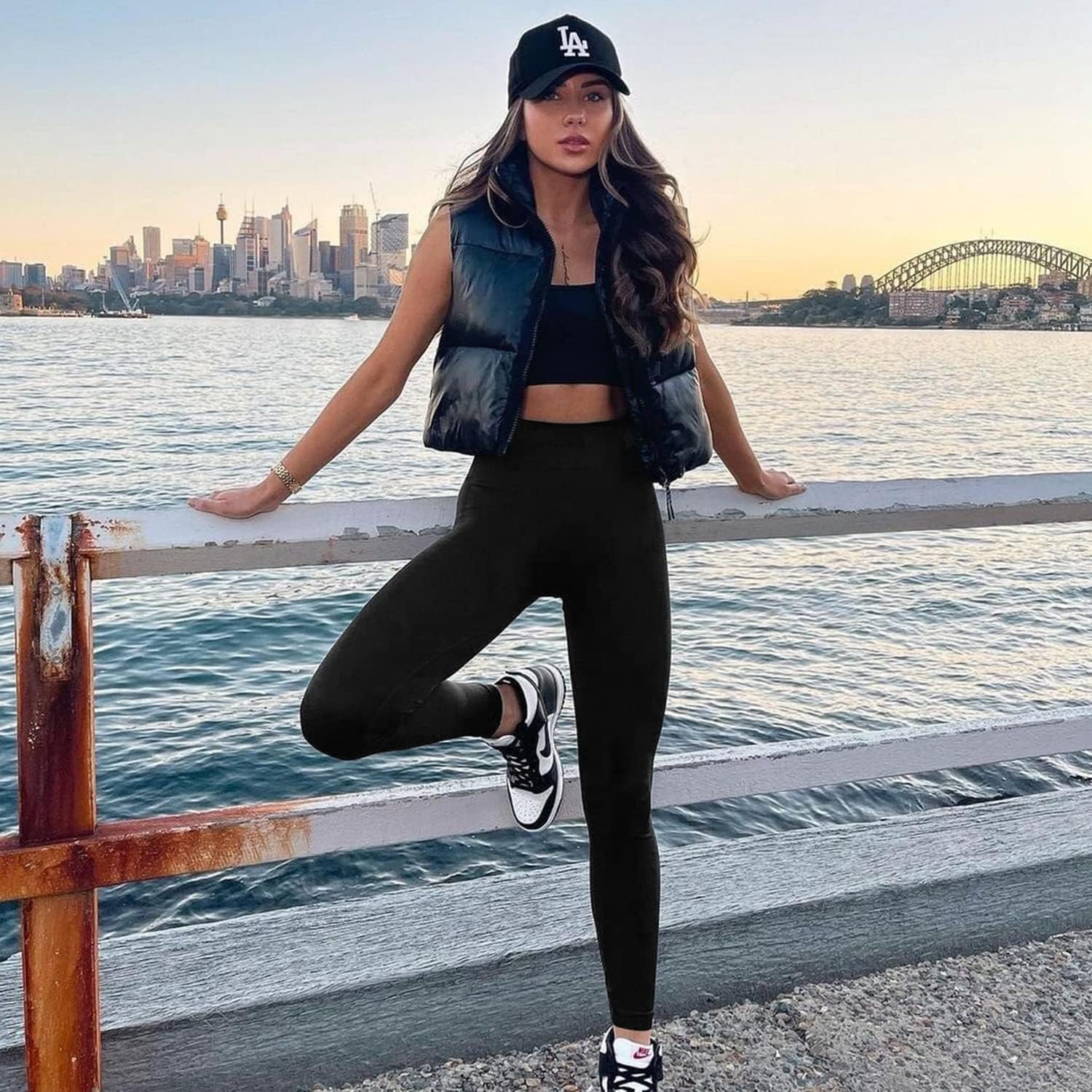 3 Pack Leggings for Women - Black Tummy Control High Waisted Soft Yoga Pants for Workout Gym Running with Pockets - Image 2