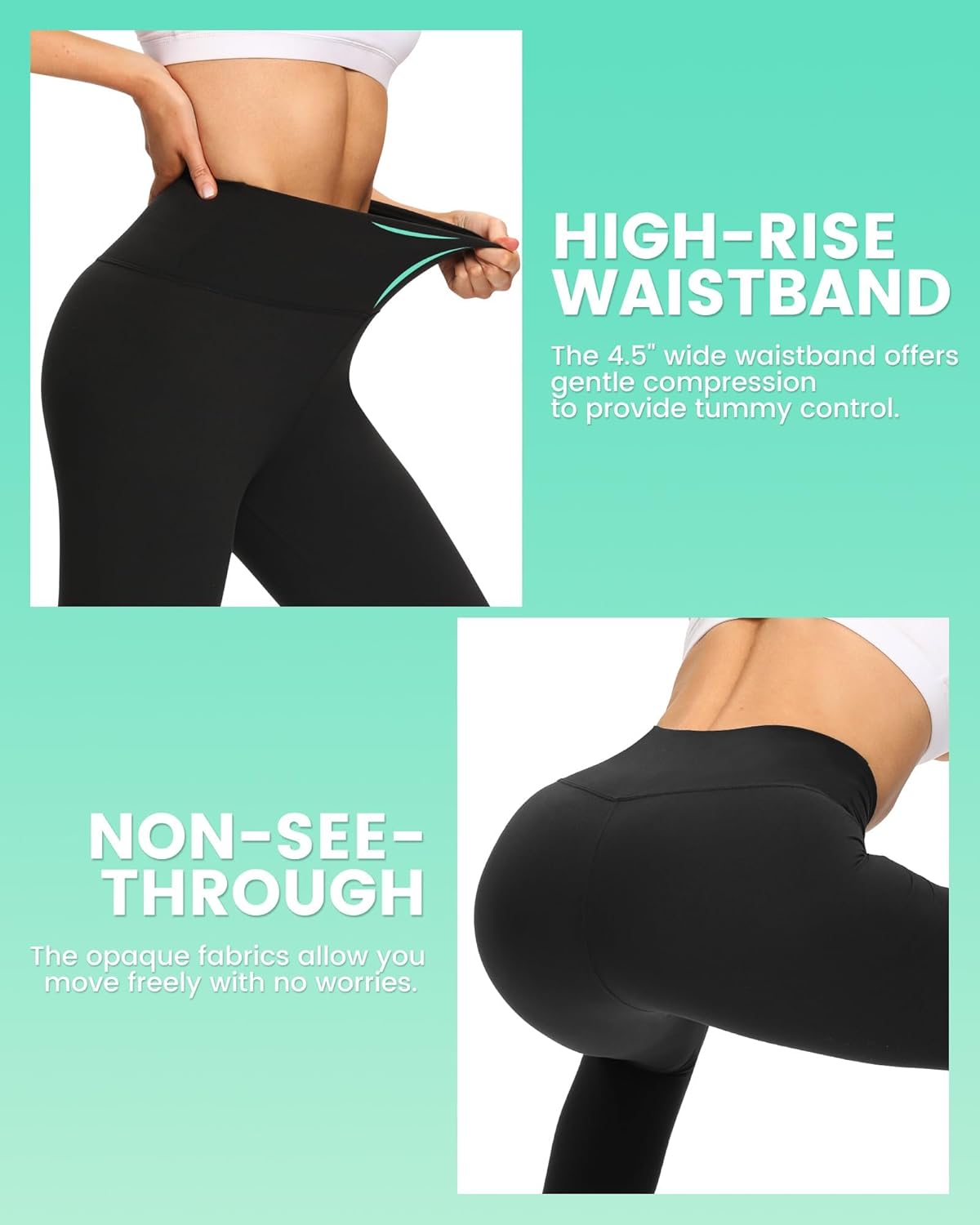 3 Pack Leggings for Women - Black Tummy Control High Waisted Soft Yoga Pants for Workout Gym Running with Pockets - Image 4