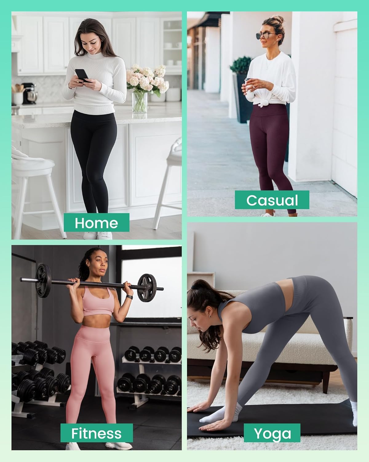 3 Pack Leggings for Women - Black Tummy Control High Waisted Soft Yoga Pants for Workout Gym Running with Pockets - Image 5